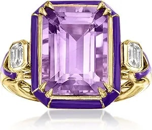 Ross-Simons 7.25 Carat Amethyst And .60 Ct. T.W. White Topaz Ring In 18kt Gold Over Sterling