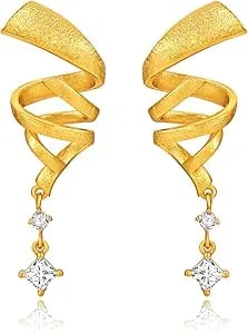Cicy Bell Womens Platinum Plated Cubic Zirconia Elegant Twsit Wave Scrub Dangle Earrings For Gifts