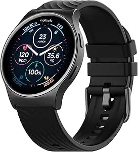 Motorola Moto Watch 120 - Premium Bluetooth Smartwatch With Amoled Display, 10-Day Battery, Heart Rate & SpO2 Tracking, Fitness & Health Monitoring, Compatible With Android And Iphone - Phantom Black