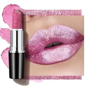 Anglicolor Metallic Bright Pink Lipstick,High Impact Lipcolor,Lightweight Hydrating Formula Smooth And Non-Sticky,Frosted Hot Pink Lipstick For Women,Full-Coverage Lip Color (15 Velocity,4g)
