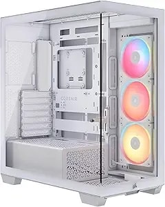 Corsair 3500x Lx Rgb Link Panoramic Mid-Tower Pc Case – 3x Pre-Installed Fans, High Airflow, Spacious Interior, Gpu Anti-Sag, Reverse Connection Motherboard Compatible – White