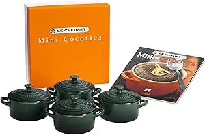 Le Creuset Stoneware Set Of 4 Mini Cocottes With Cookbook, 8 Oz. Each, Artichaut