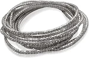 Guess Silver-Tone 10 Piece Rhinestone Stretch Stack Bracelet
