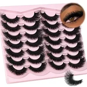Faux Mink False Eyelashes - Soft Downy 3d Dramatic Volume Lashes, Thick Natural Look 14 Pairs Strip Lashes Reusable,By Inspeauty