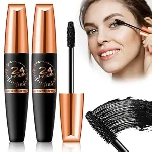 Silk Fibre Thick Lengthening Mascara, 2026 New Waterproof Iron Mascara Wand Curling Eyelash Mascaras With No Flaking, Long-Lasting 4d Silk Fiber Black Lash Mascara For Women Girls Makeup (2)