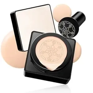 Air Cushion Cc Cream Mushroom Head - Moisturizing & Oil Control Screw Lid Concealer Makeup Base, Primer Liquid Foundation Long Lasting With Mushroom Makeup Sponges For All Skin Types (Natural)