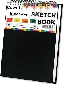 Cewei 9" X 12" Sketch Book, Spiral Bound Sketchbook, 100 sheets_68lb/100gsm - Thick Drawing Paper Pad, Art Sketch Pad For Kids, Artist Sketchbook For Drawing, Illustration & Art Supplies For Kids 9-12