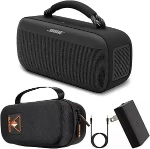 Bose Soundlink Max Portable Speaker, Large Waterproof Bluetooth Speaker, Up To 20 Hours Of Battery Life, Usb-C, Built-In 3.5mm Aux Input, + Hard Shell Travel Case + Aux Cable (Black)
