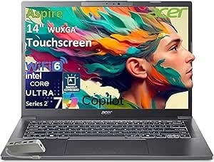 Acer Aspire 14 Laptop Computer, Intel Core Ultra 7 258v, 32gb lpddr5x, 1tb Pcie Ssd, 14" Wuxga Ips Touchscreen, Intel Arc 140, Ai Copilot+ Pc, Wifi 6e, Backlit Keyboard, Windows 11 Home, Type-C Hub