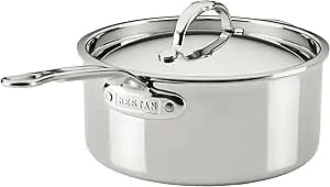 Hestan Probond Luxe 4-Quart Saucepan With Lid, Professional Clad Stainless Steel, Procore Tri-Ply Clad Construction, Polished Exterior, Induction & Oven Safe