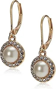 Anne Klein Women'S White Pearl Halo Drop Earrings, Size: 0
