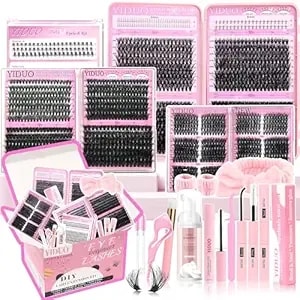 Yiduo 1846pcs Lash Clusters Kit With Spikes+Bottom Cluster Lashes Kit Mix Styles 10-18mm Volume D Curly Wispy Soft Diy Individual Eyelash Extension Kit With Glue PestañAs Postizas Wholesale Large Pack