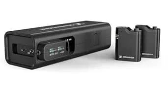 Sennheiser Pro Audio Profile Wireless 2-Channel All-In-One 2.4 Ghz Clip-On & Handheld Microphone System - Includes Receiver, 2 Clip-On Microphones, Portable Charging Bar & Handheld Interview Mic