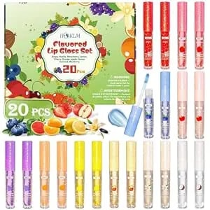 20 Pack Color Lip Gloss Bulk,Mini Lip Gloss Set For Long Lasting Moisturizing Plumping Glitter Lipgloss With Vitamin E-10 Flavors,Birthday Party Favors Gifts For Women And Girls Kids