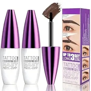 2pcs Dark Brown Tattoo Eyebrow Gel Easy Peel Off - Waterproof & Sweatproof Tattoo Effect, Transfer-Resistant Multi-Day Wear, All Skin Types Mother’S Day Gift Set​​