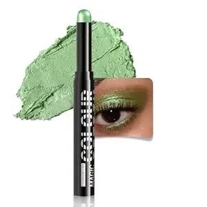 Yellow Green Shimmer Cream Eye Shadow Stick Makeup For Women, Lime Green Shimmer Matte Eye Shadow Brightener Stick For Eyes, Waterproof Eyeshadow Pencil Applicator Blendable For Eye Highlight 21