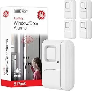 Ge Personal Security Window And Door Alarm, 5 Pack, Diy Protection, Burglar Alert, Wireless Chime/Alarm, Easy Installation, Home Security, Ideal For Home, Garage, Apartment And More,White, 45987