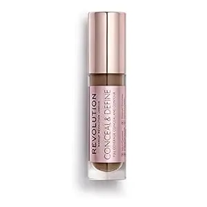 Revolution, Conceal & Define Concealer, Full Coverage & Lightweight, Long-Lasting Matte Finish, Vegan & Cruelty Free, c16 Dark To Deep Skin Tones, 0.14 Oz
