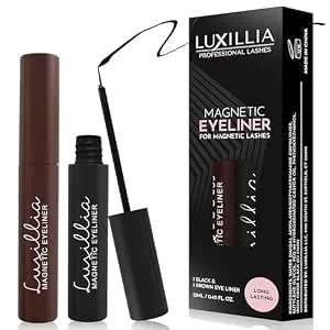 Luxillia Magnetic Eyeliner For Magnetic Eyelashes, Upgraded Strongest Hold, Most Natural Look, Waterproof, Smudge Proof Liquid Liner (Pack Of 2) (Black & Brown)