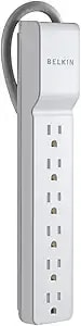 Belkin 6-Outlet Commercial Power Strip Surge Protector With 2.5ft Cord, 555 Joules,White