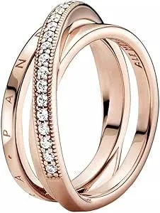 Pandora Crossover Pave Triple Band Pandora Rose Ring
