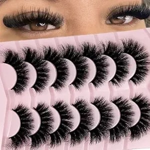 Ifsowdra Mink Lashes Fluffy Dramatic Soft Faux Mink Thick False Eyelashes 3d Lash Strips 22mm Long Big Cat Eye Lashes Pack