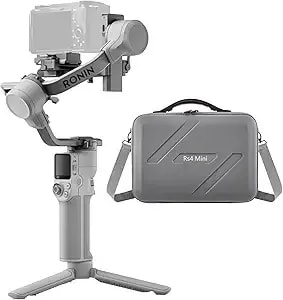 Dji Rs 4 Mini Gimbal Stabilizer For Cameras With Auto Axis Lock Bundle With Waterproof Carrying Case For (2 Items), White/Grey