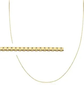 Ross-Simons 0.7mm 14kt Yellow Gold Adjustable Box-Chain Necklace