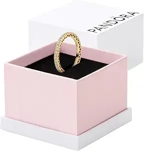 Pandora Halo Sparkle & Hearts Ring Shine 14k Gold-Plated Ring For Women With Cubic Zirconia - Layering Or Stackable Ring - Gift For Her - With Gift Box