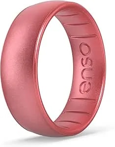Enso Rings Classic Elements Silicone Ring - Made In The Usa - Comfortable, Breathable, And Safe - Breast Cancer Awareness
