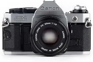 Canon Ae-1 Program 35mm Slr Film Camera Kit 50mm Mf Lens (Renewed)