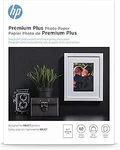 Hp Premium Plus Photo Paper, Glossy, 5x7 In, 60 Sheets (cr669a)