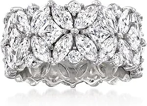 Ross-Simons 7.30 Ct. T.W. Multi-Shaped Cz Eternity Band In Sterling Silver