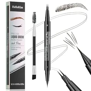Microblading Eyebrow Pencil,2-In-1 Dual-Ended Eyebrow Pen With 2 Tip Brow Pen And Precise Brush-Tip,Brow Pen For Natural Waterproof And Long-Lasting Brows (Black Brown)