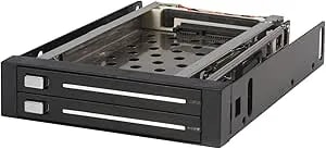 Startech.Com 2 Drive 2.5in Trayless Hot Swap SATA Mobile Rack Backplane - Dual Drive SATA Mobile Rack Enclosure For 3.5 HDD (HSB220SAT25B),Black