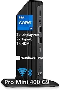 Hp Mini Desktop Pc Computer For Office Work, Data Processing, Accounting, Video Editing, Intel i7-12700t (32gb Ram, 1tb Ssd), 3x 4k Output, Wired Keyboard & Mouse & Stand Included, Windows 11 Pro