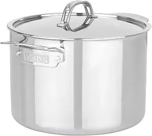 Viking Pureglide Pro 3-Ply Nonstick Stock Pot, Made Without Pfas, 8-Quart Induction Soup And Pasta Cooking Pot With Lid, Metal Utensil Safe Titanium Nonstick Surface, Oven Safe To 600f
