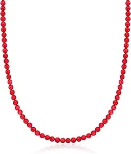 Ross-Simons 5-5.5mm Red Coral Bead Necklace With 18kt Gold Over Sterling. 18 Inches