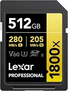 Lexar Gold Series Professional 1800x Uhs-Ii Sdxc Memory - 512gb, Card