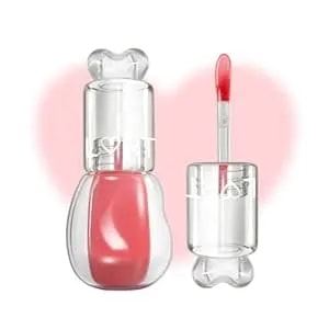 #Ootd Flrt Peptide Lip Oil Tinted Glaze, High-Pigment Hydrating Korean Lip Oil Gloss With Peptides, Non-Sticky Dewy Shine, Heart-Shaped Cap, 3g – 01 (Soft Squeeze)
