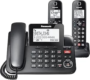 Panasonic Corded Phone/Cordless Phone With Answering Machine, Advanced Call Block And 2-Way Recording, 2 Handsets Expandable Up To 6 Cordless Handsets - Kx-tgf852b (Black)