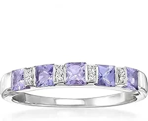 Ross-Simons 0.70 Ct. T.W. Tanzanite Ring With Diamonds In Sterling Silver