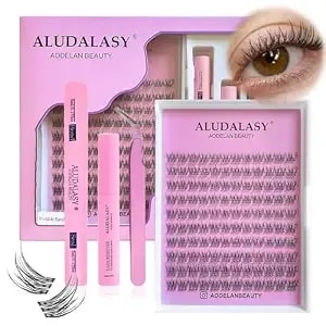 Natural Wispy Lash Clusters C Curl 10-13mm - Invisible Band Fluffy Diy Extensions For Natural Look, Soft Thin Bandshes & Waterproof Bond/Seal Kit For Anime Look At-Home Use
