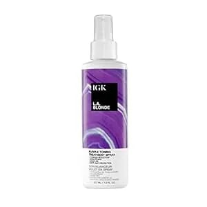 Igk La Blonde Purple Toning Treatment Spray - Brighten + Neutralize Brass + Heat Protectant - Vegan + Cruelty Free - 7 Oz