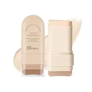 O'Cheal Concealer Foundation Stick, 2 In 1 Long-Lasting Stick Foundation Concealer With Brush, Full Coverage For Dark Circles & Blemishes Face Contour 02#Natural
