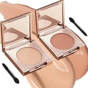2 Pcs Cream Concealer Set With Brushes, Colored Clay Cc Undereye Corrector For Dark Circles, Hydrating Under Eye Color Corrector & Brightener For Daily Wear (Light Skin + Orange Set)