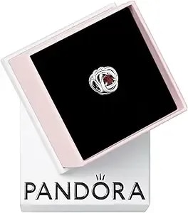 Pandora True Red Eternity Circle Charm - Compatible Moments - Gift For Her - Made With Sterling Silver And Man-Made Crystals - With Gift Box