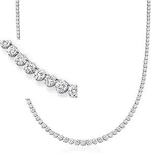 Ross-Simons 20.00 Ct. T.W. Graduated Cz Tennis Necklace In Sterling Silver