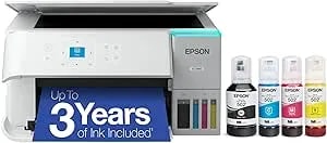 Epson Ecotank ET-2980 Wireless All-In-One Color Supertank Printer With Up To 3 Years Of Ink Refillable Tanks, Perfect For Home, 15 PPM, 1.44" Colorful Screen, Auto 2-Sided Printing - White