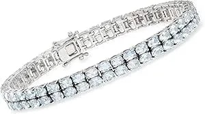 Ross-Simons 13.00 Ct. T.W. Aquamarine 2-Row Tennis Bracelet In Sterling Silver